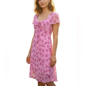 Babydoll Dress Size 7 Feminine Whimsical Romantic Fairy Pink Floral Y2K Kawaii